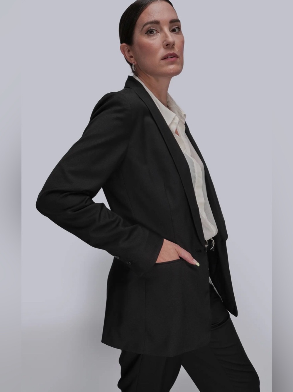 Wildfang The Empower Tux Blazer Black Satin Shawl Lapel Single Button: XS